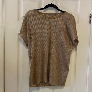 Tanjay tan sand colored plisse tee blouse top